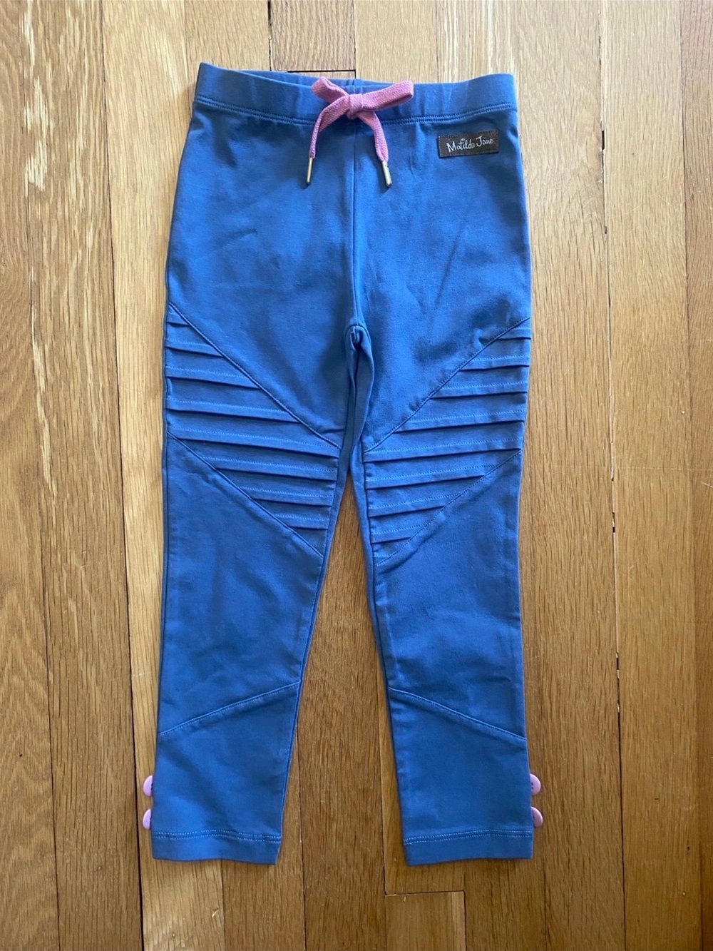 Matilda Jane Blue Leggings with Pink Drawstring